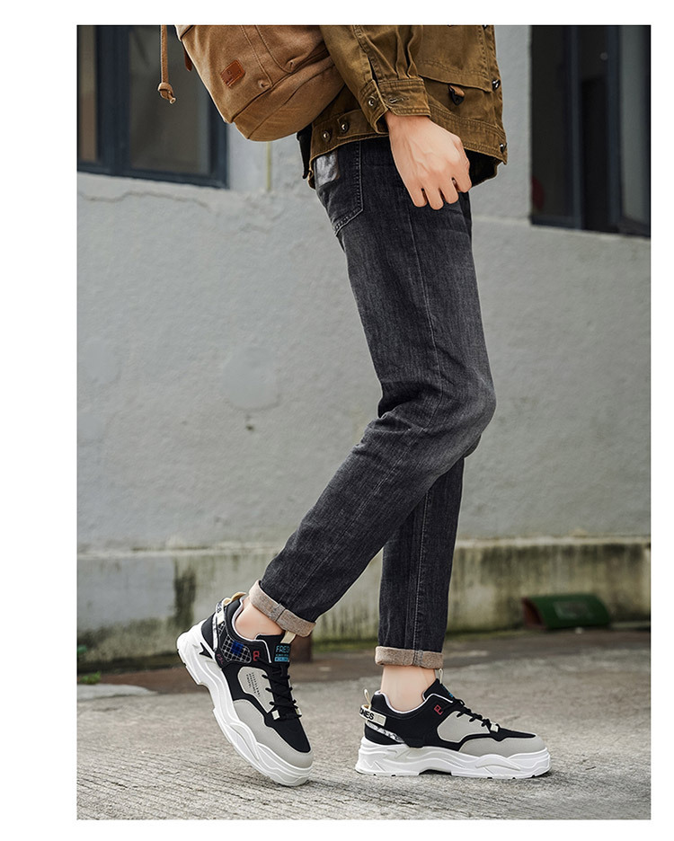 Scarpe casual da uomo stringate con plateau spesso e motivo colorblock detail 5