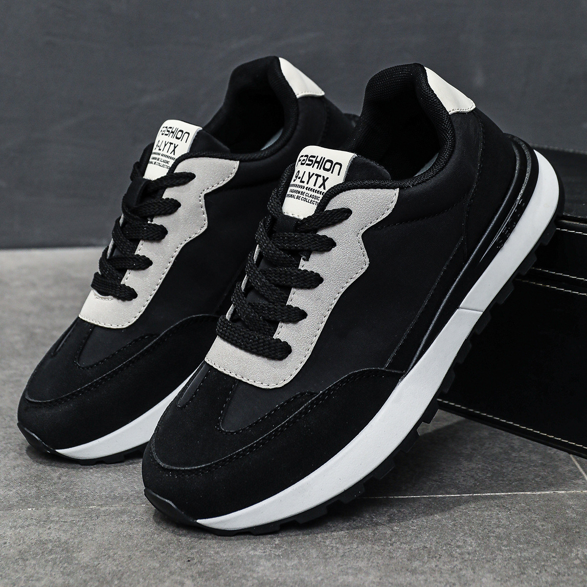 Scarpe casual stringate da uomo traspiranti in colorblock 4