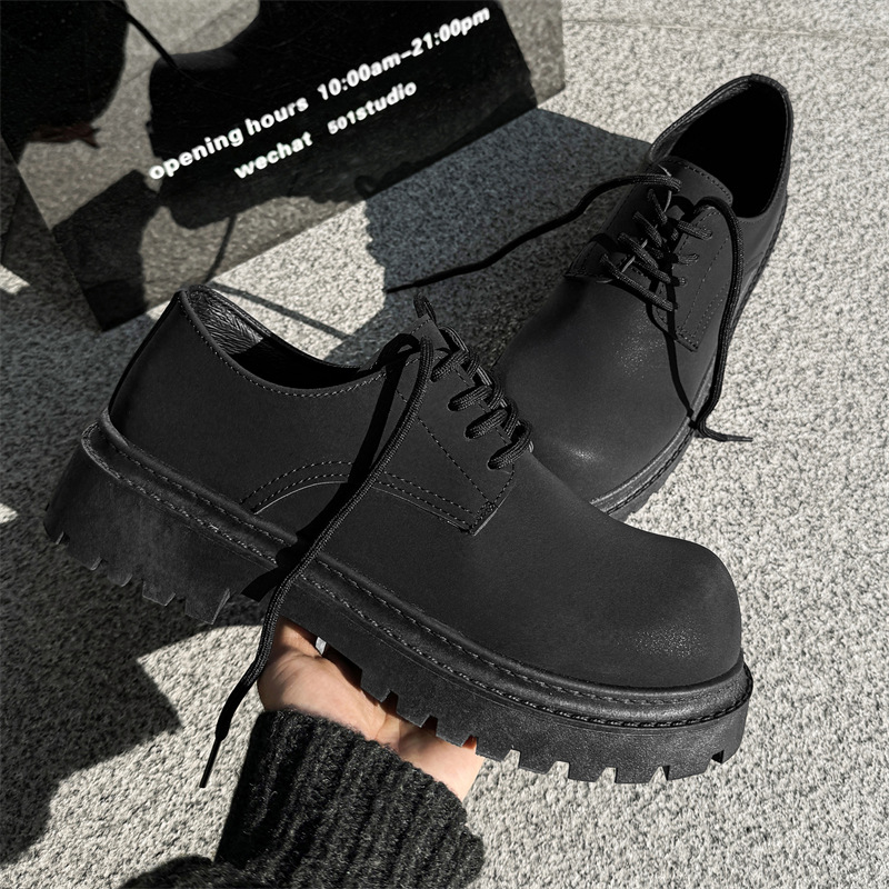 Scarpe casual stringate chunky da uomo in ecopelle PU 4