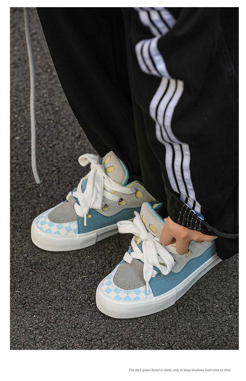 Unisex Colorblock Platform Lace-Up Skate Shoes detail 14