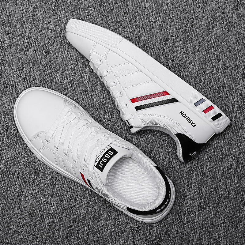 Leichte Freizeitschuhe für Herren aus PU-Leder mit Streifen & Schnürung 5
