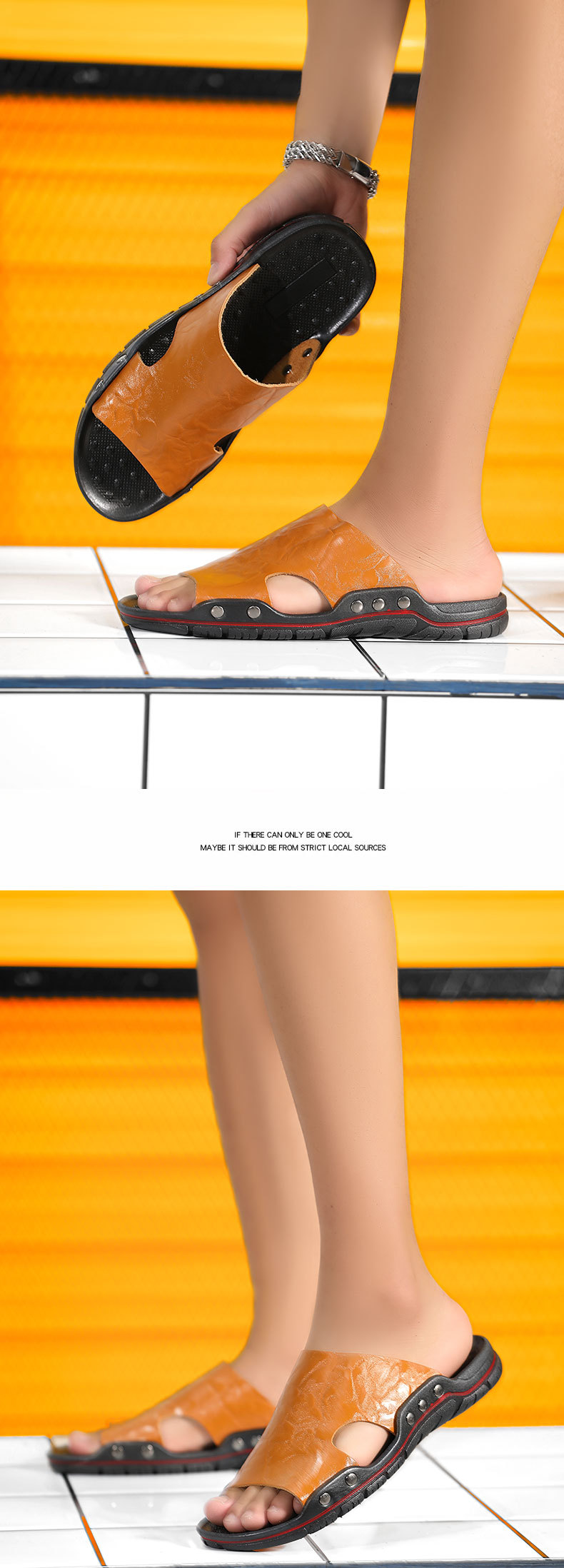 Men's Casual Non-Slip PU Leather Slide Slippers detail 7