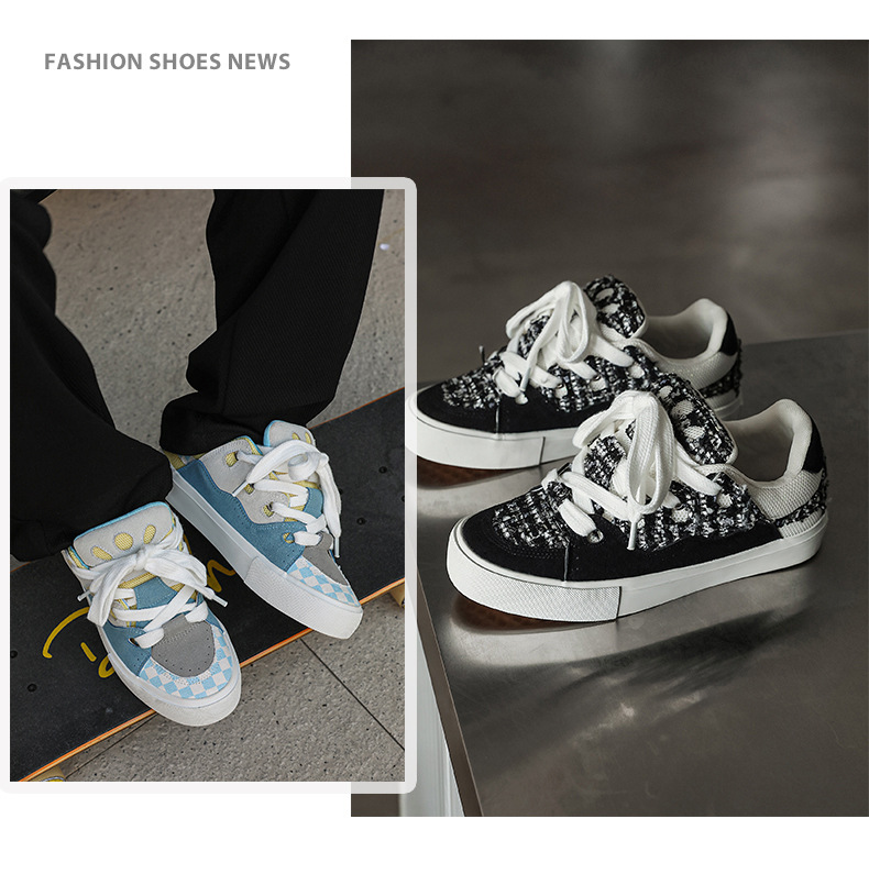 Unisex Colorblock Platform Lace-Up Skate Shoes detail 15