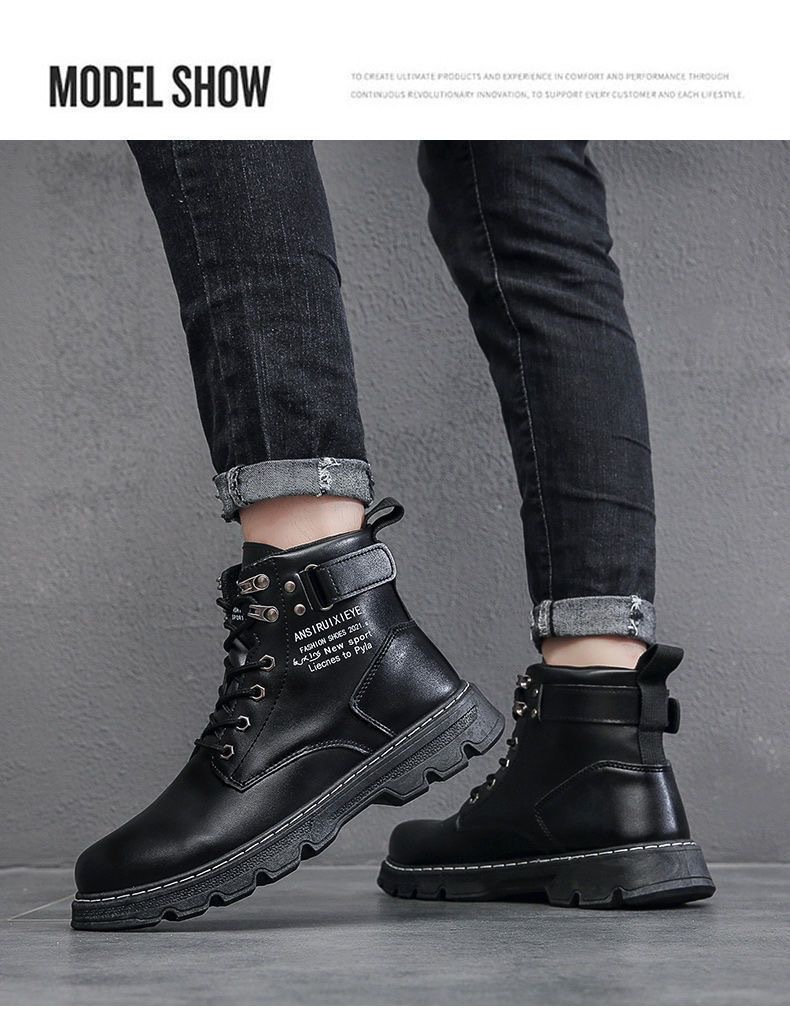 Botas de cuero con cordones antideslizantes estilo urbano hombre detail 4