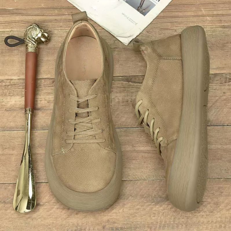 Scarpe casual da donna con lacci in pelle PU a punta tonda detail 5