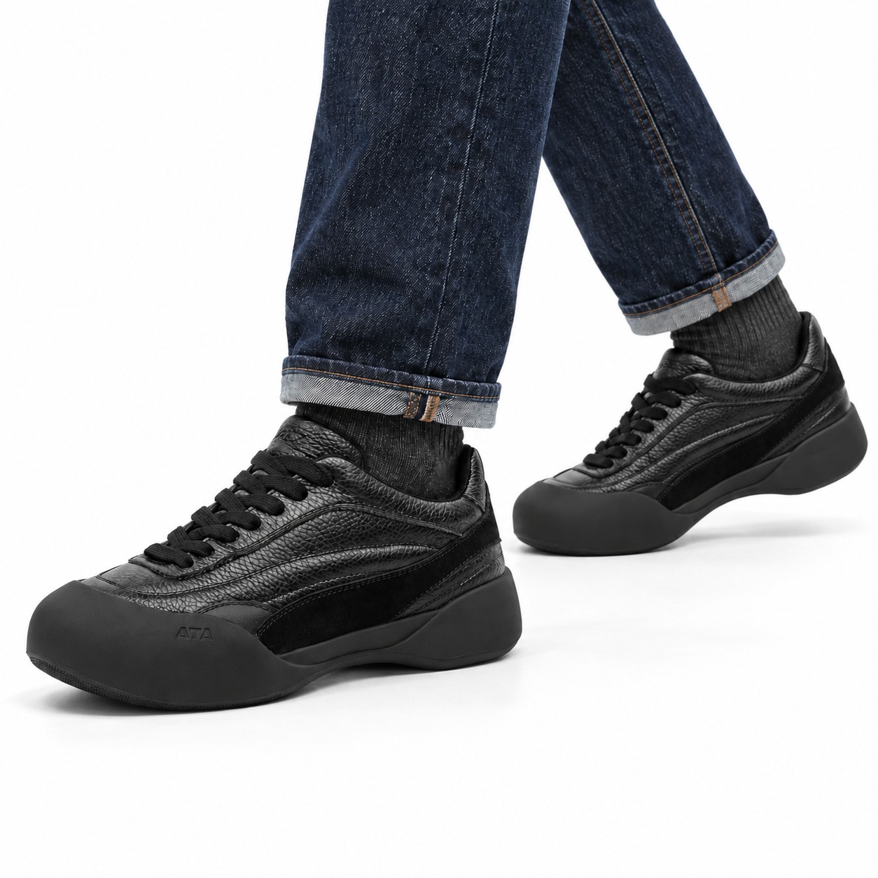 Unisex Full-Grain Leather Rubber Toe-Cap Lace-Up Casual Shoes 1
