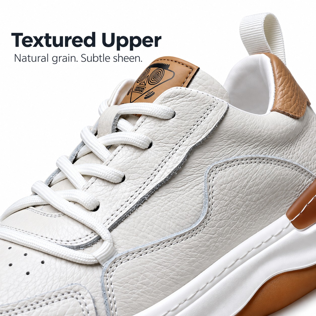 Men's Breathable Full-Grain Leather Low-Top Casual Shoes detail 1