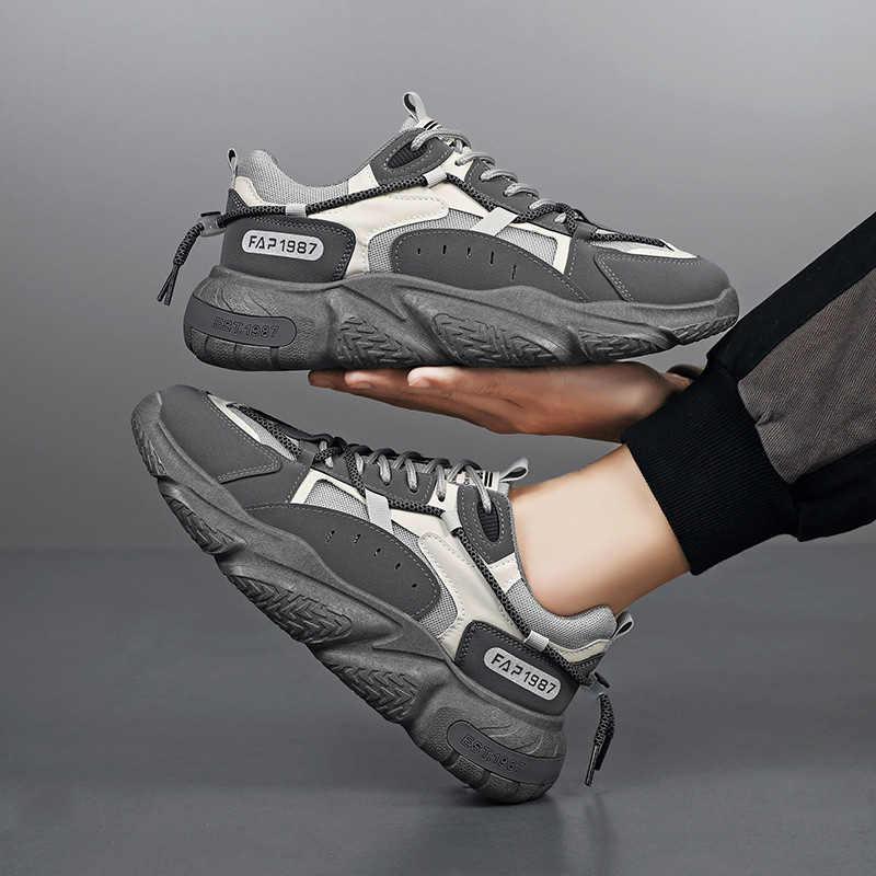 Atmungsaktive Chunky Plateau-Sneaker für Herren im Colorblock-Design detail 3