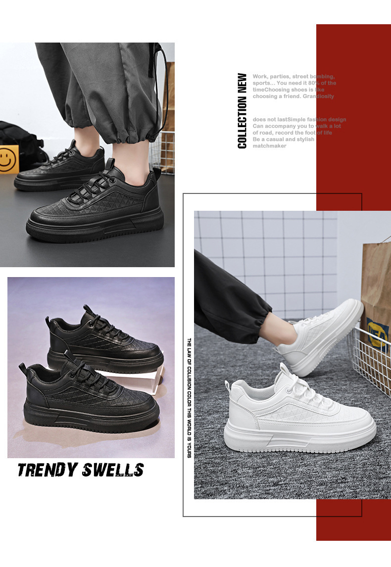 Men's Platform Lace-Up PU Leather Casual Shoes detail 1
