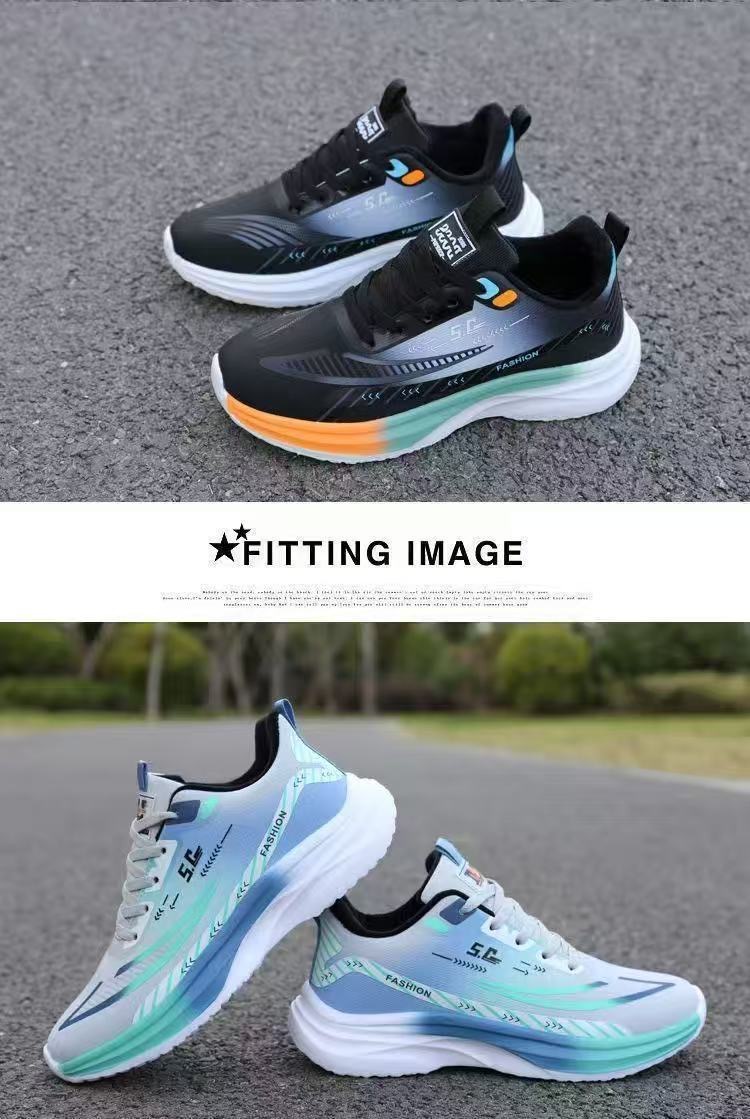 Men's Breathable Cushioned Lace-Up Running Shoes detail 4