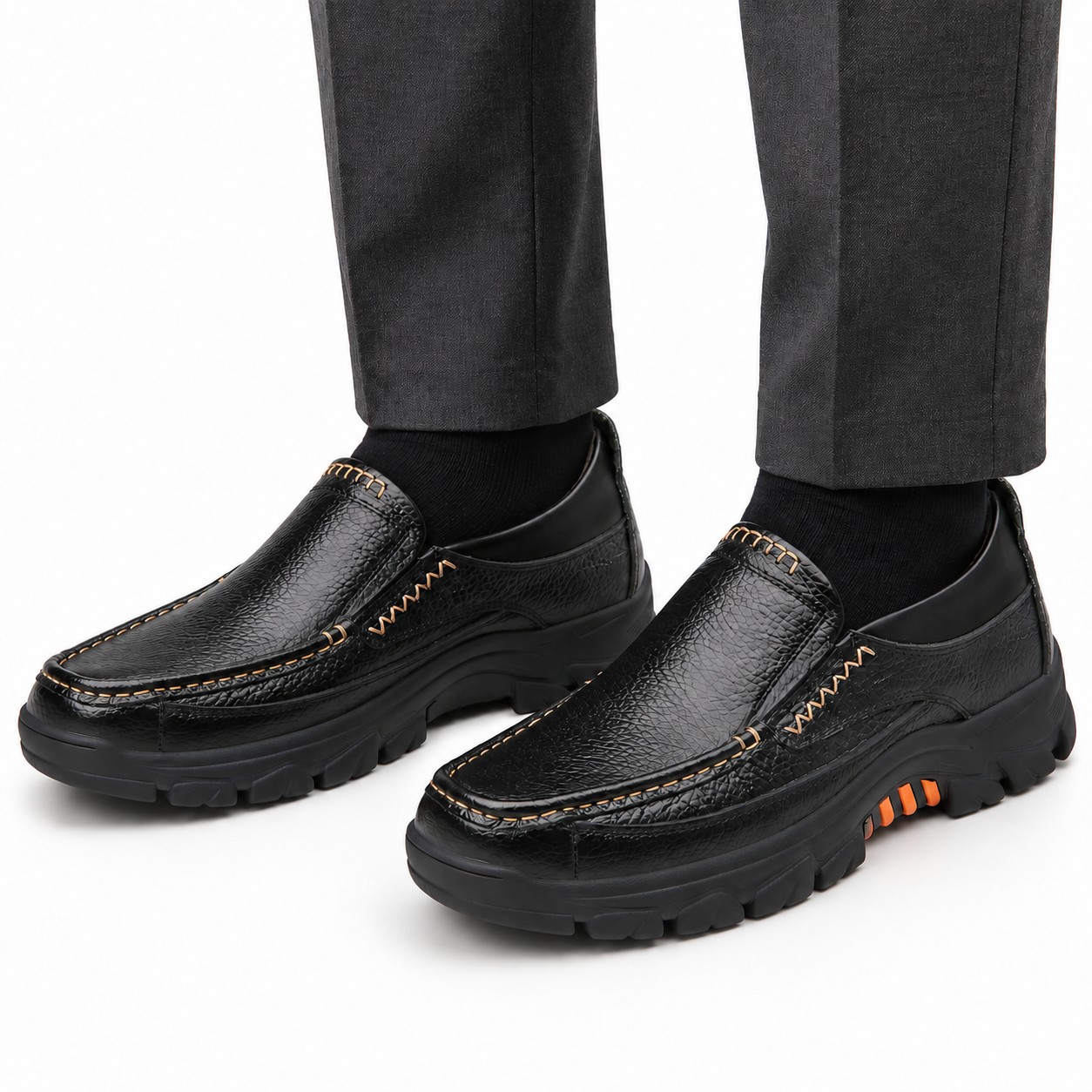 Men's Full-Grain Leather Lug-Sole Casual Shoes 2