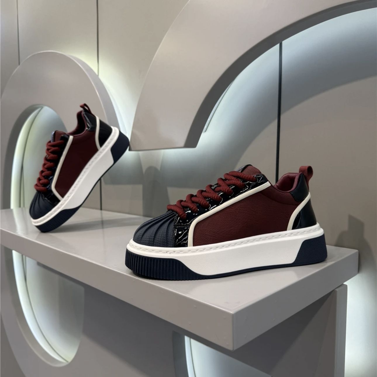 Damen Plateau-Freizeitschuhe zum Schnüren mit Colorblocking detail 2