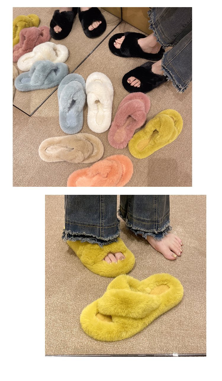 Women's Cozy Plush Open-Toe Flat Slippers detail 2