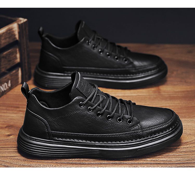 Rutschfeste PU-Leder Freizeitschuhe für Herren mit Schnürung detail 8