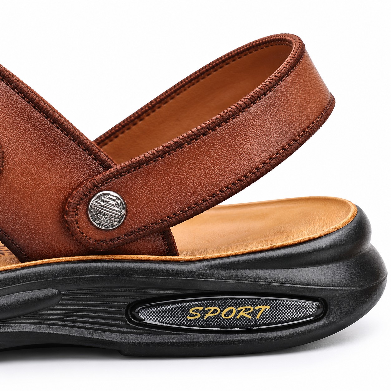 Men's Full-Grain Leather Cushioned Slingback Sandals 12